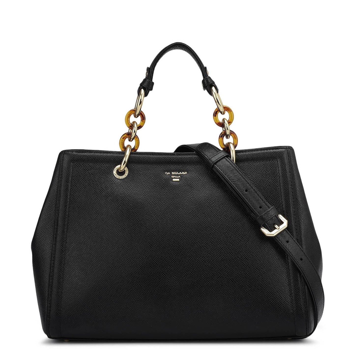 Medium Franzy Leather Satchel - Black