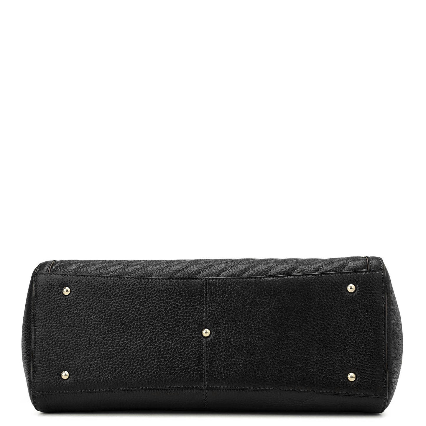 Medium Wax Stripe Leather Shoulder Bag - Black
