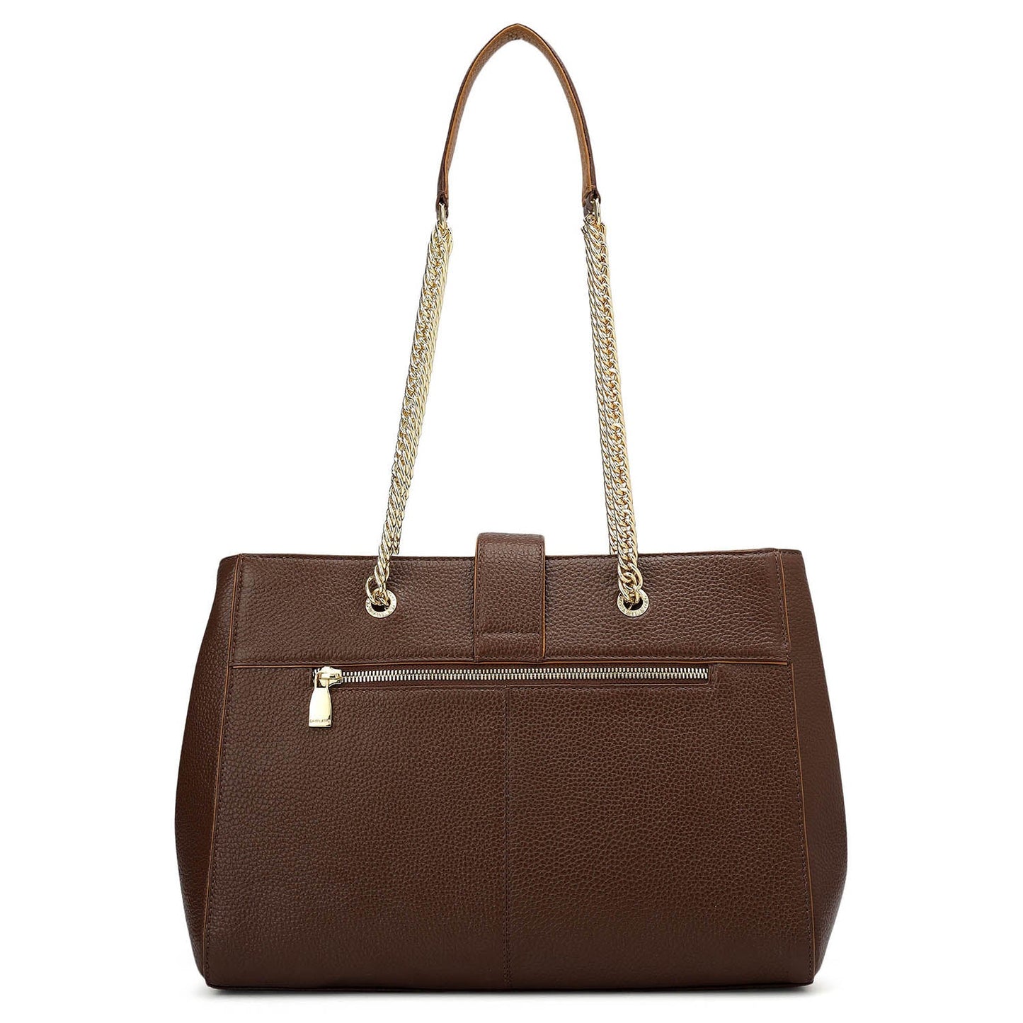 Medium Wax Stripe Leather Shoulder Bag - Espresso