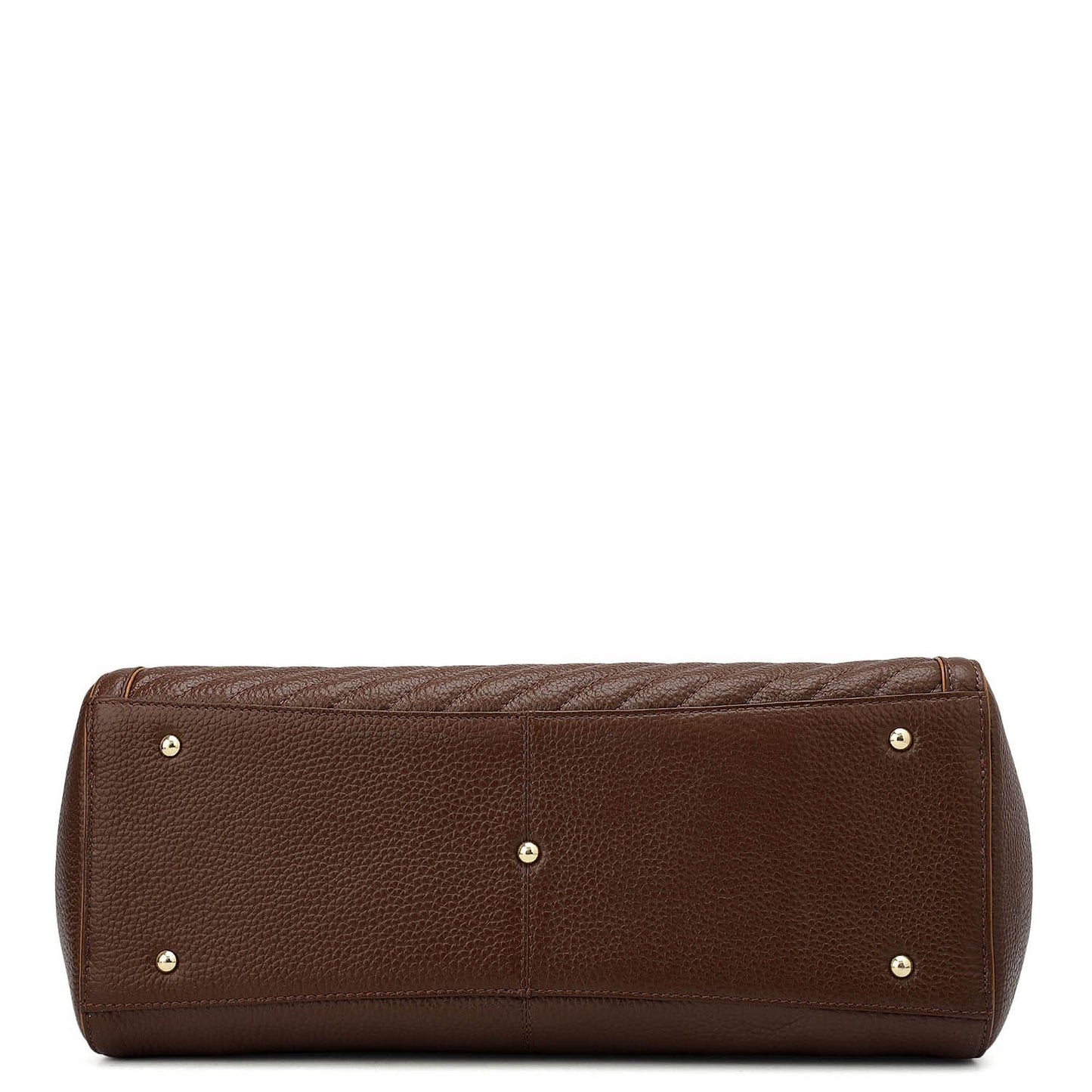 Medium Wax Stripe Leather Shoulder Bag - Espresso