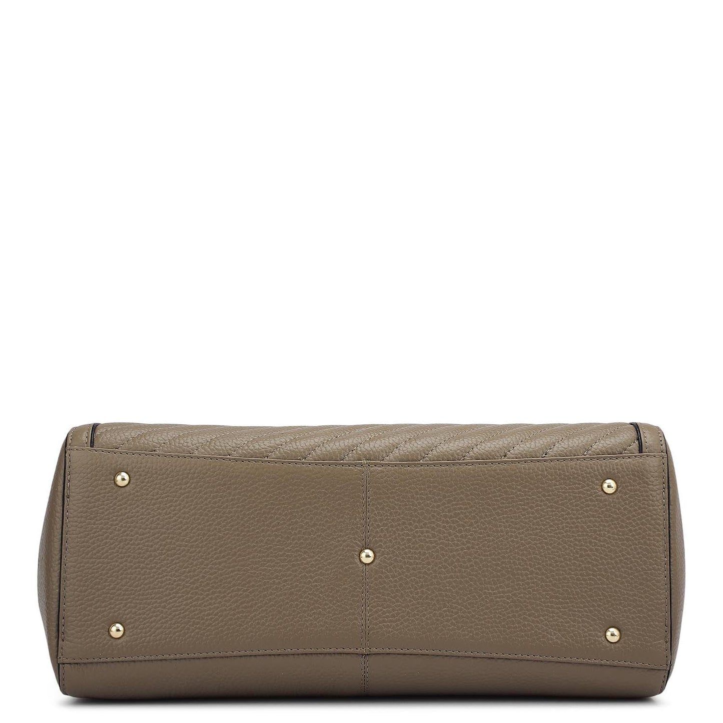 Medium Wax Stripe Leather Shoulder Bag - Greyish Taupe