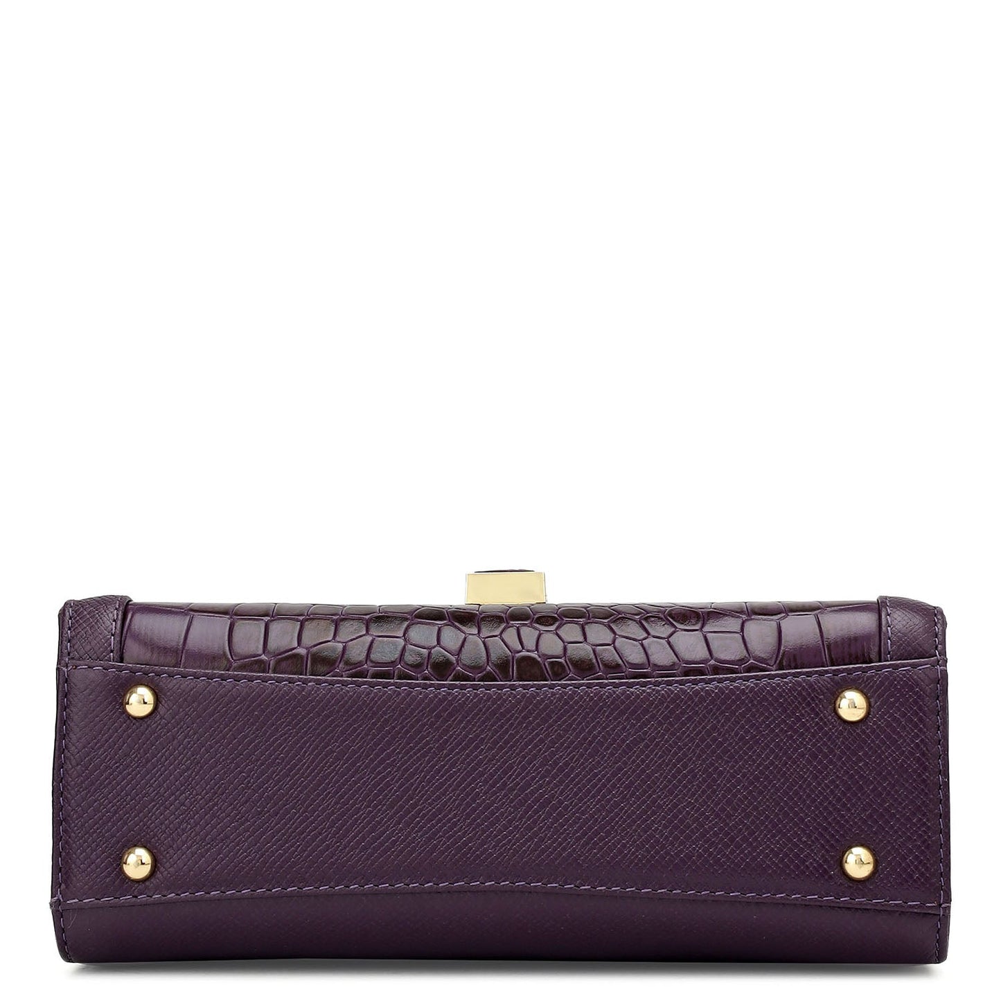 Small Franzy Croco Leather Shoulder Bag - Grapevine
