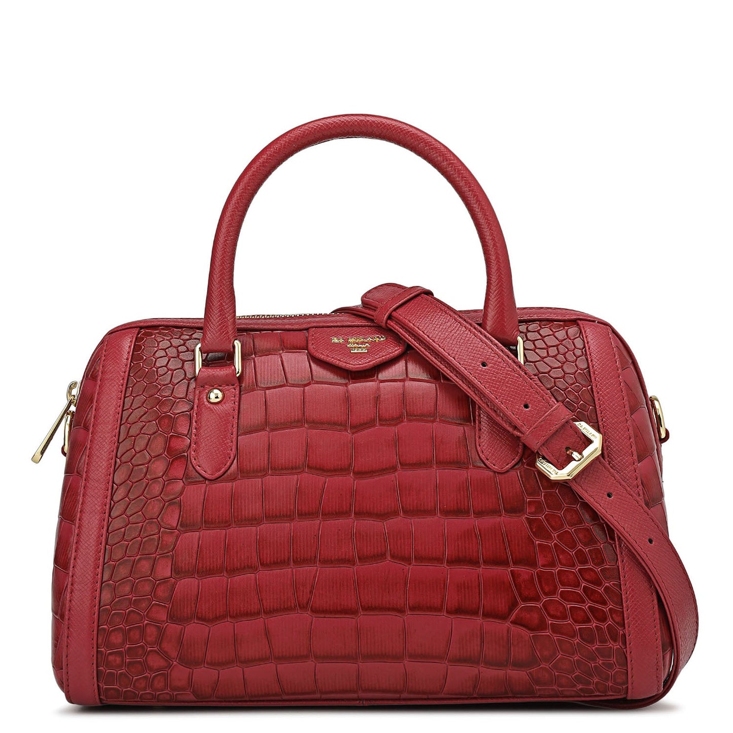 Medium Croco Leather Satchel - Plumberry