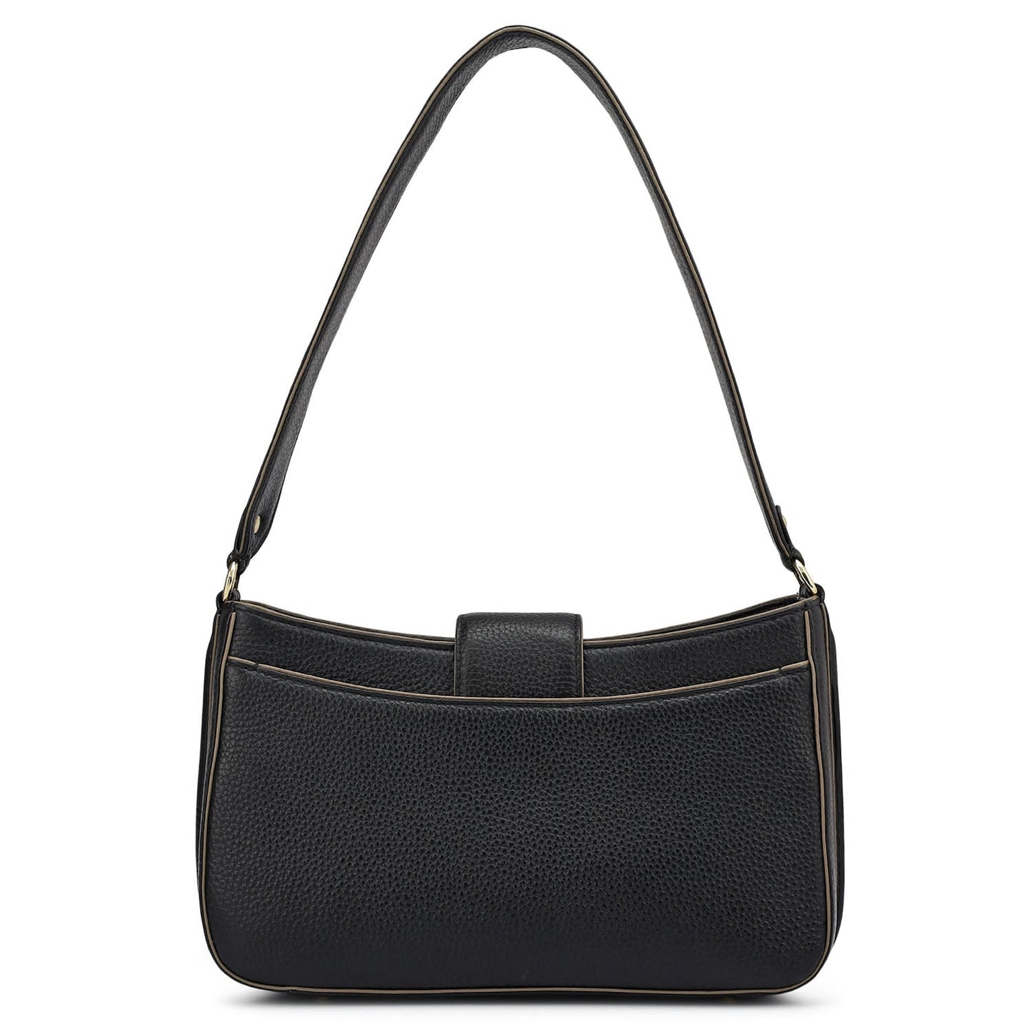 Small Wax Leather Baguette - Black