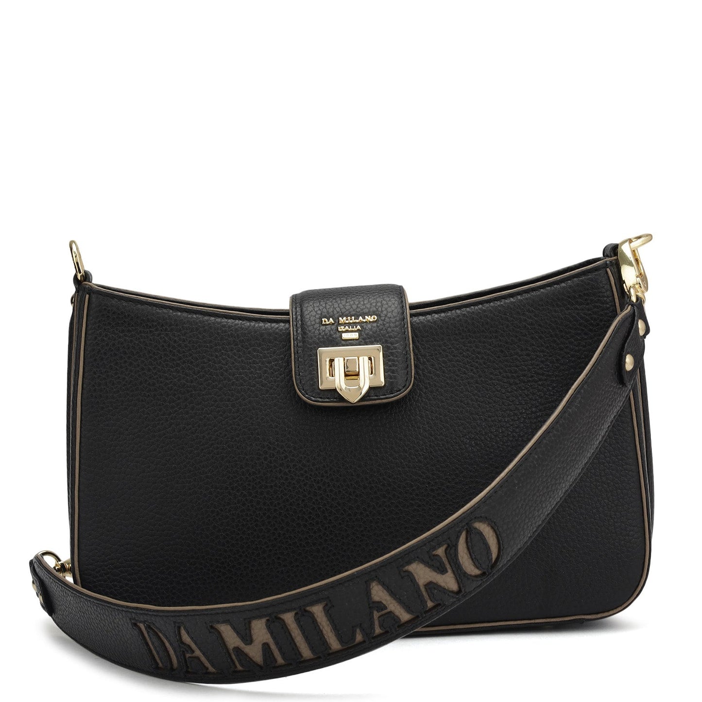 Small Wax Leather Baguette - Black