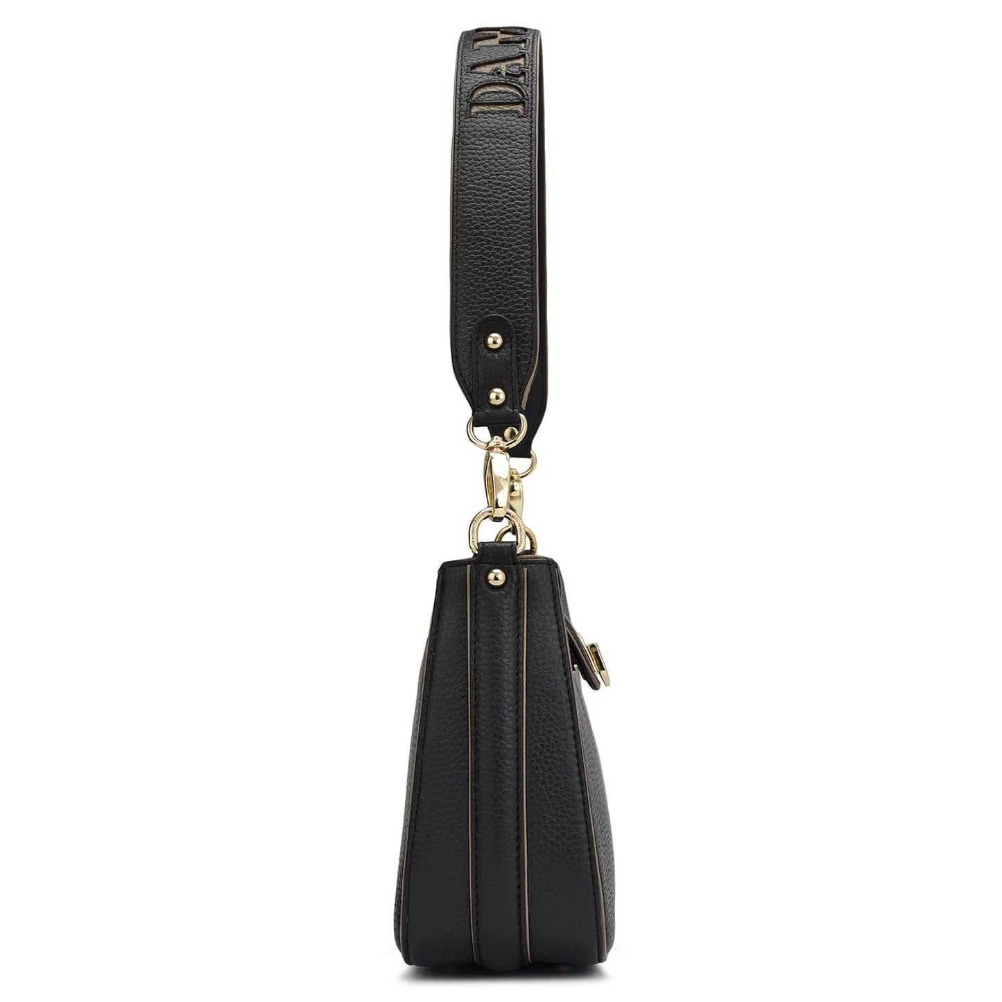 Small Wax Leather Baguette - Black