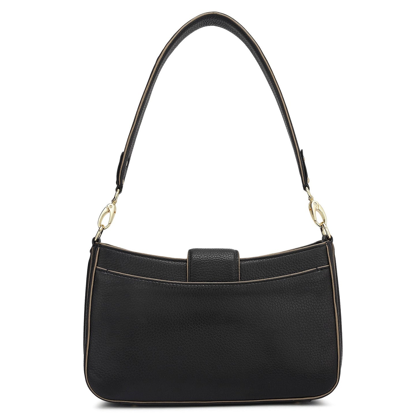 Small Wax Leather Baguette - Black