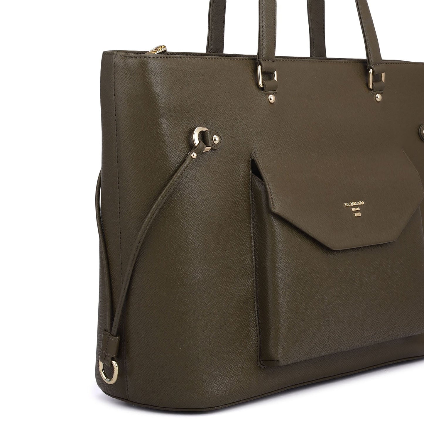 Large Franzy Leather Tote - Military Green