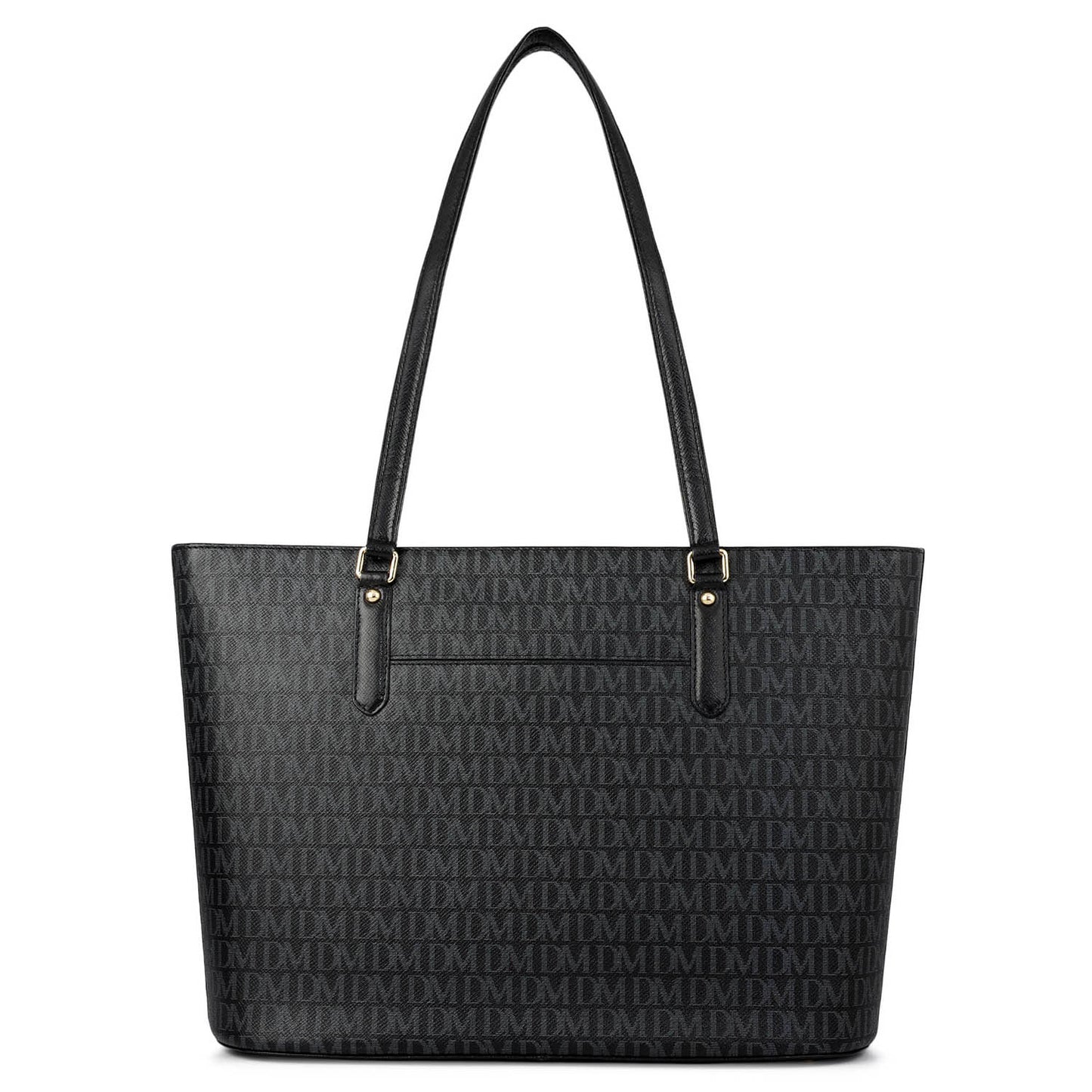 Large Monogram Leather Tote - Black