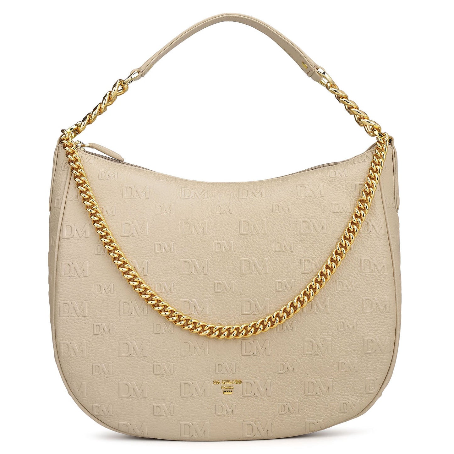 Medium Monogram Wax Leather Hobo - Dove