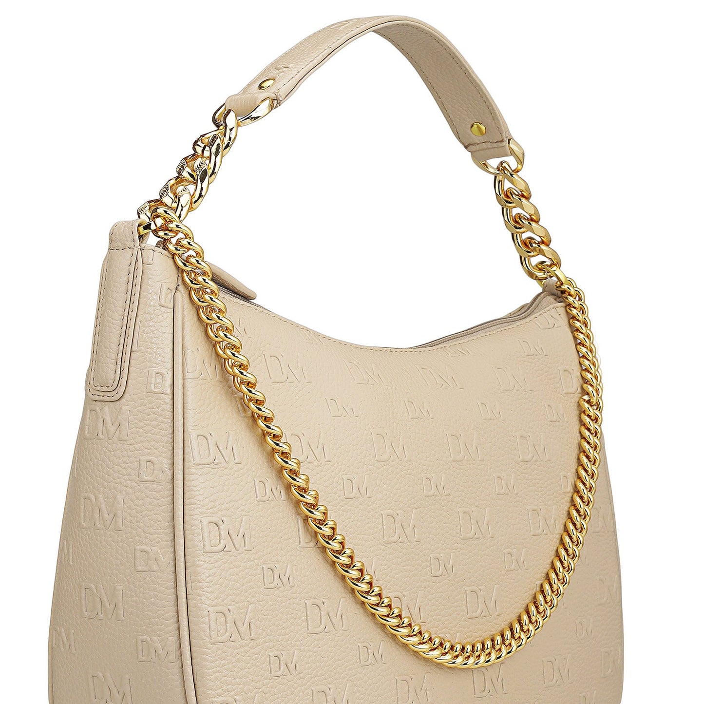 Medium Monogram Wax Leather Hobo - Dove
