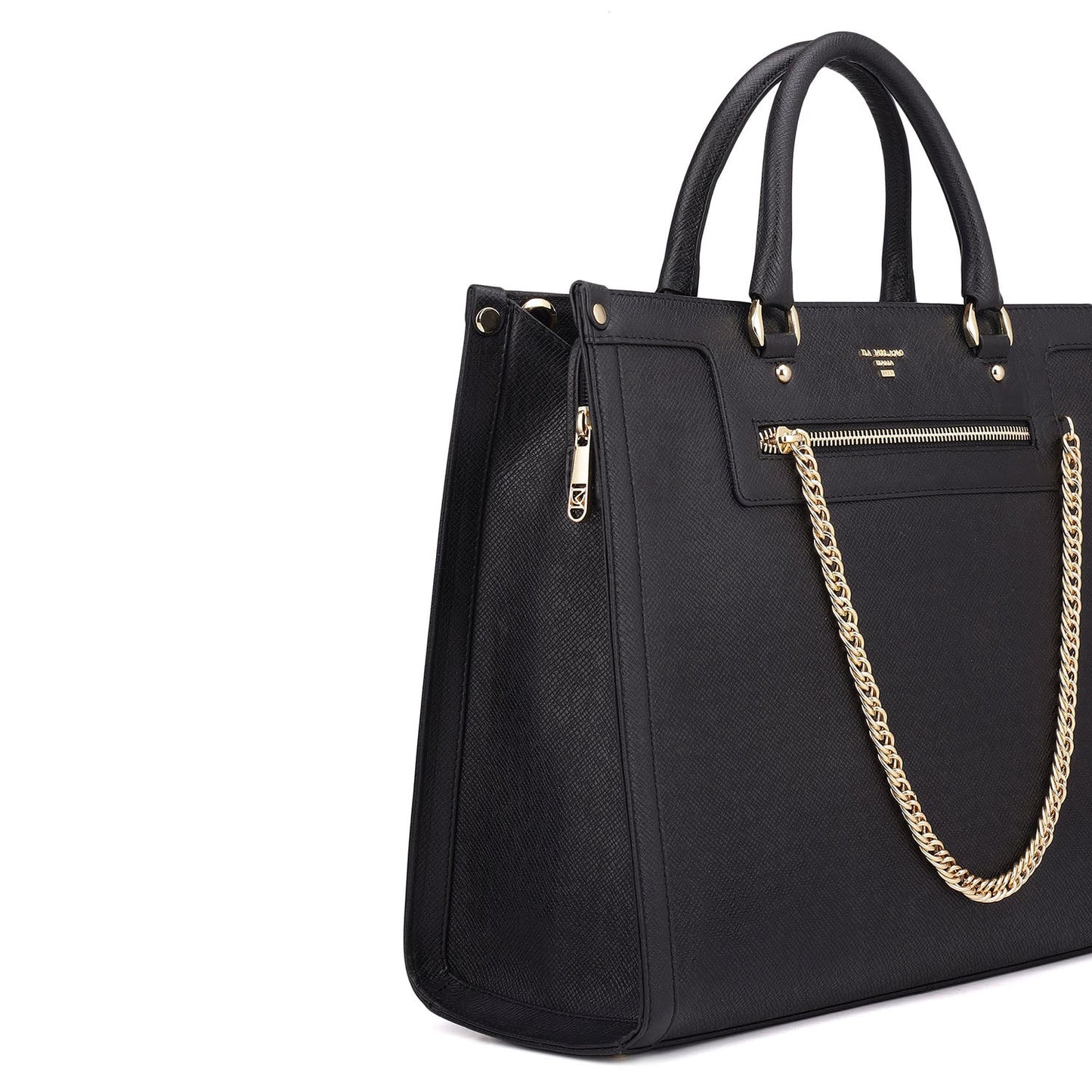 Large Franzy Leather Book Tote - Black