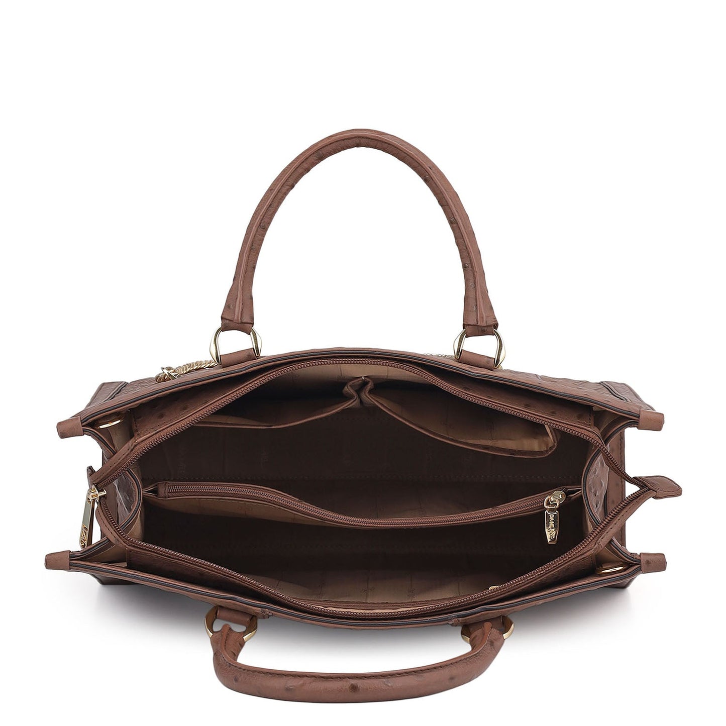 Large Ostrich Leather Book Tote - Brown