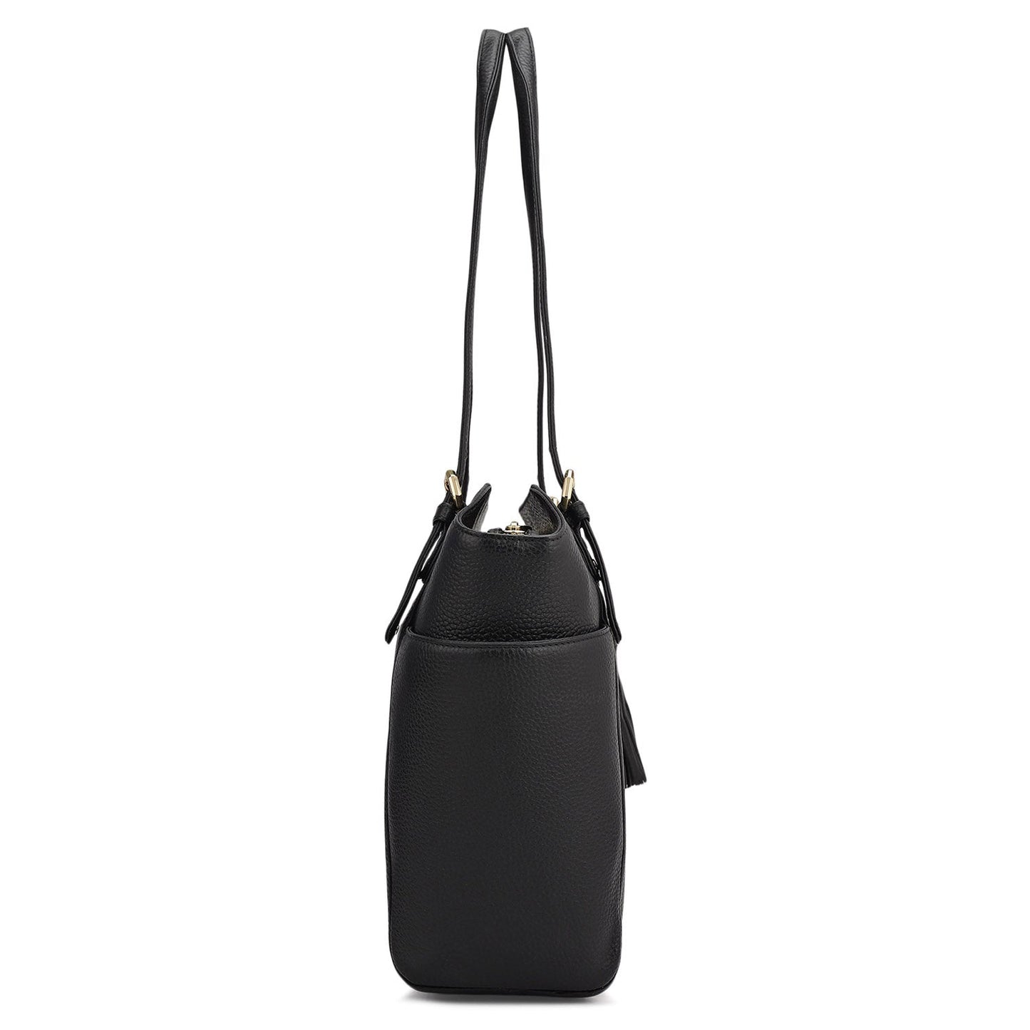 Medium Wax Leather Shoulder Bag - Black
