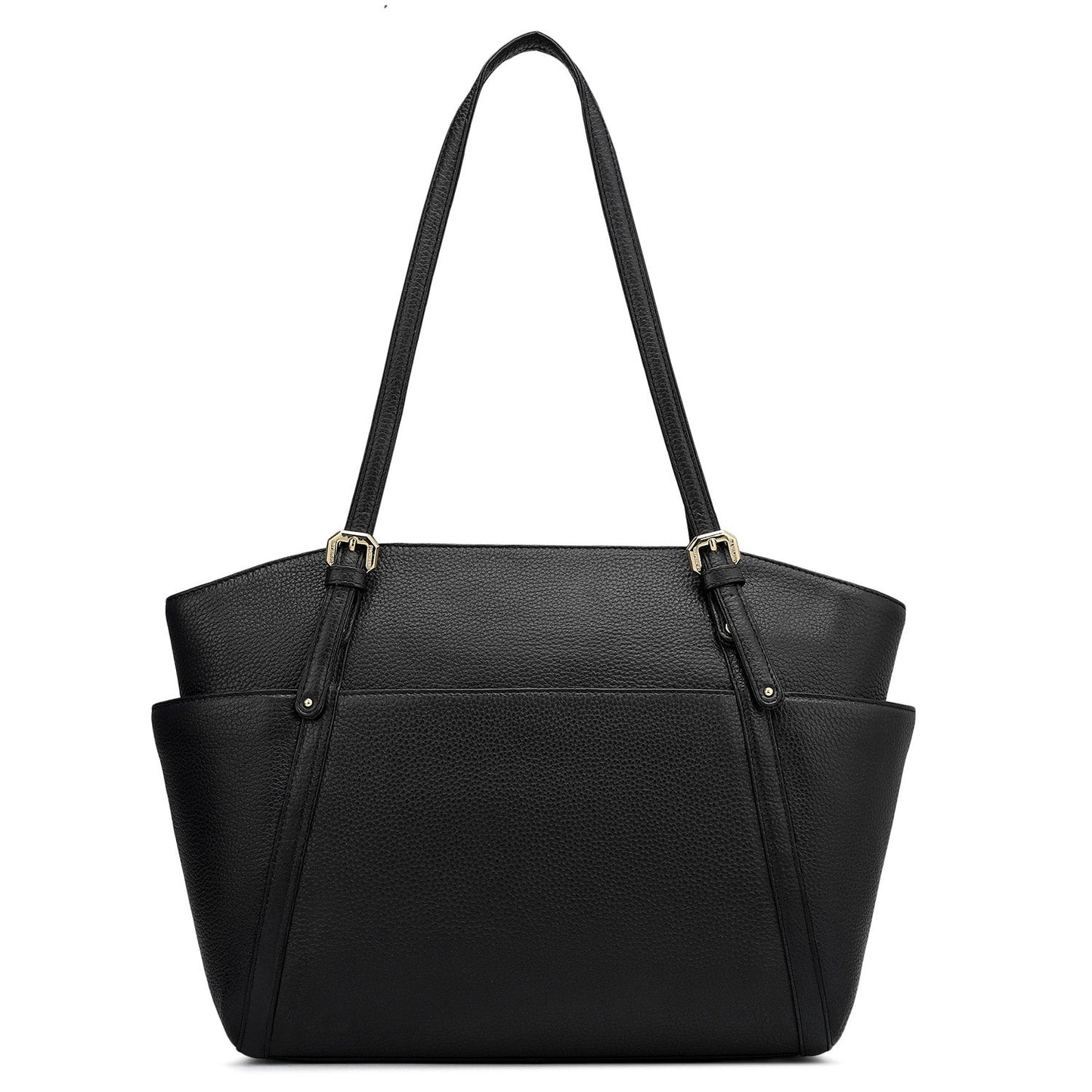 Medium Wax Leather Shoulder Bag - Black
