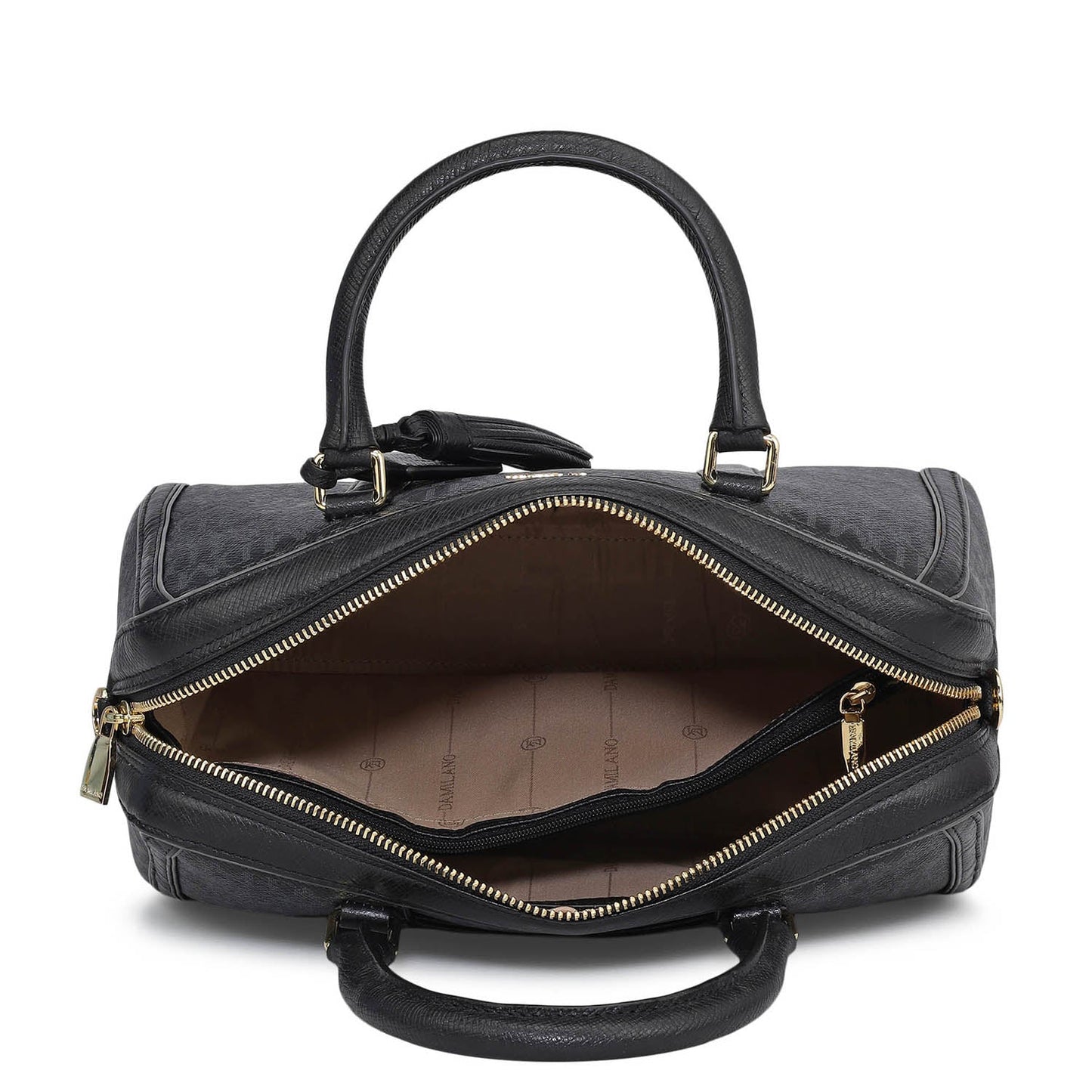 Medium Monogram Leather Satchel - Black
