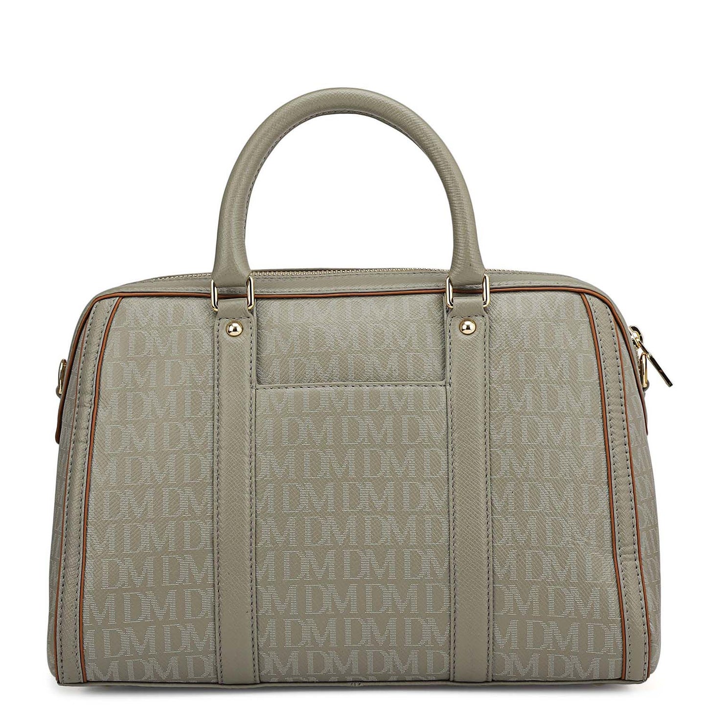 Medium Monogram Leather Satchel - Stone Grey