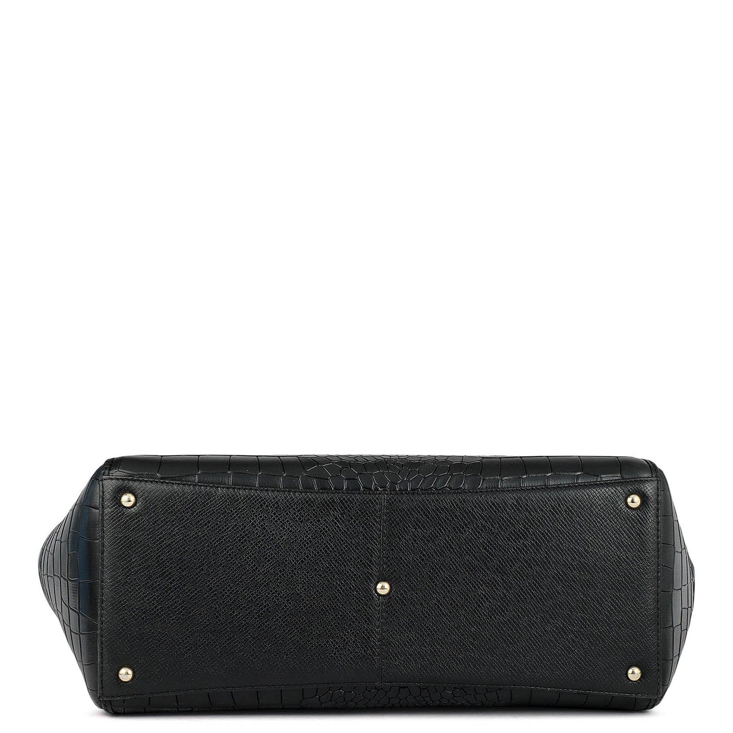Large Croco Leather Tote - Black