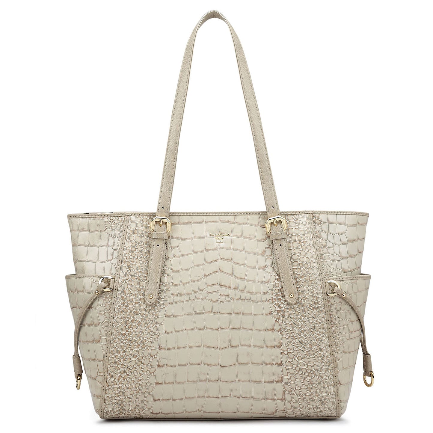 Medium Croco Leather Tote - Frost