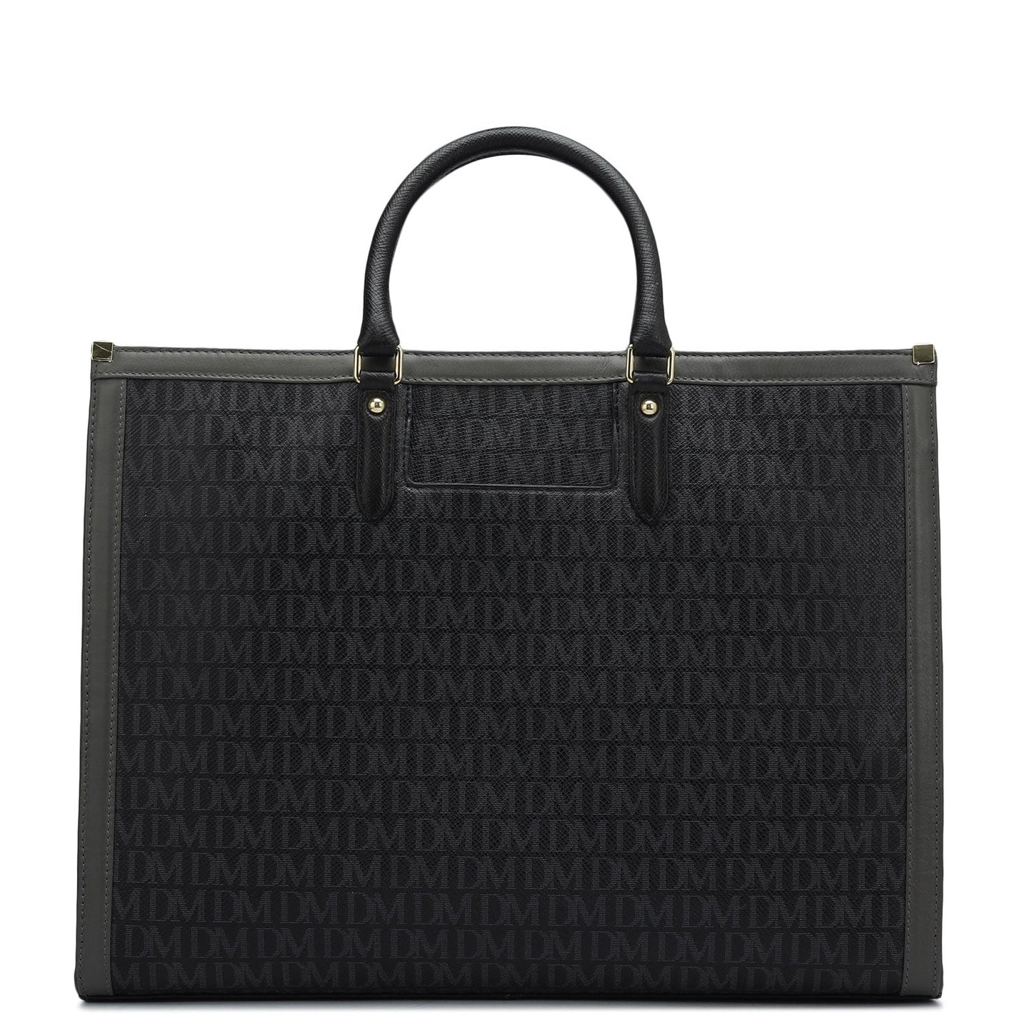 Large Monogram Leather Book Tote - Black