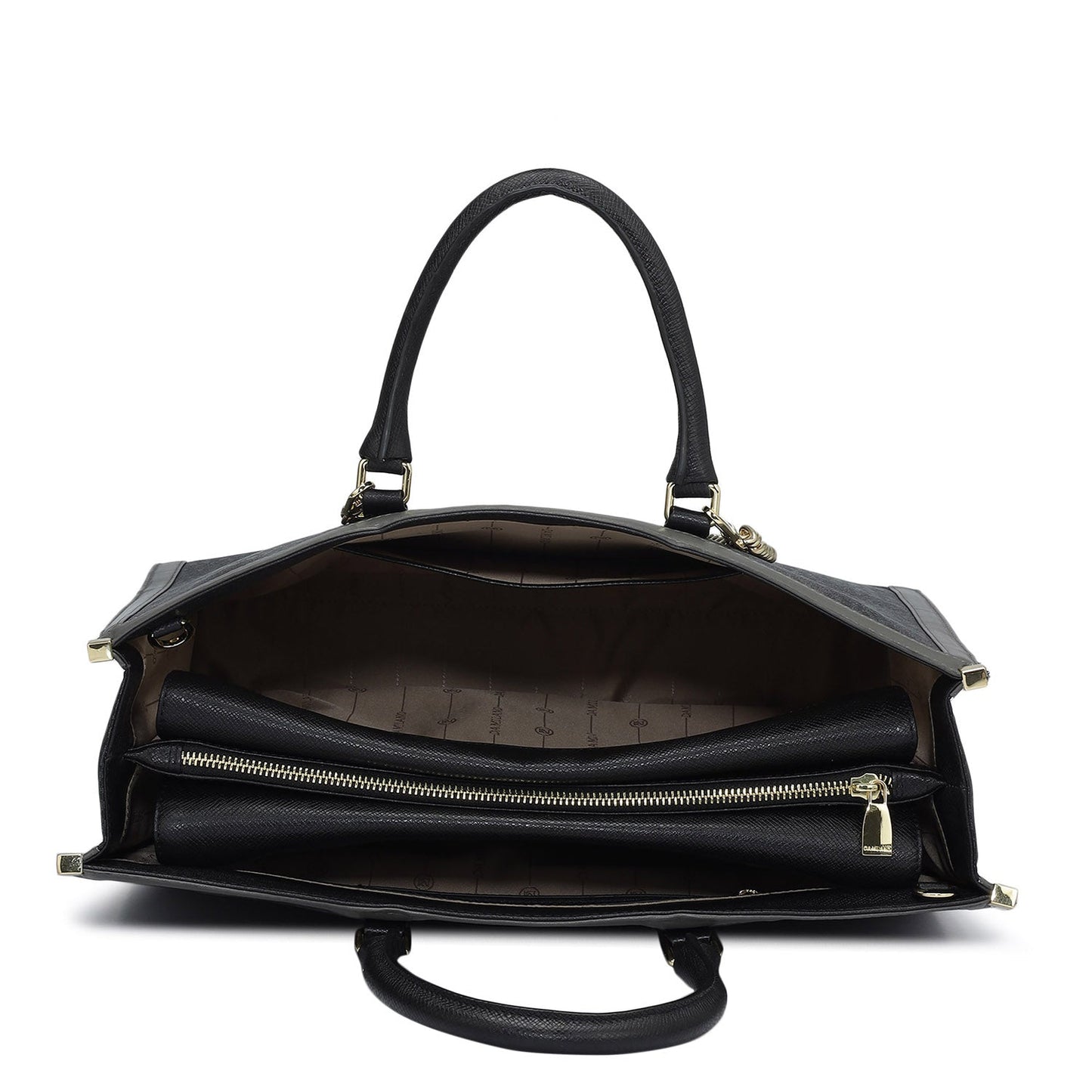 Large Monogram Leather Book Tote - Black