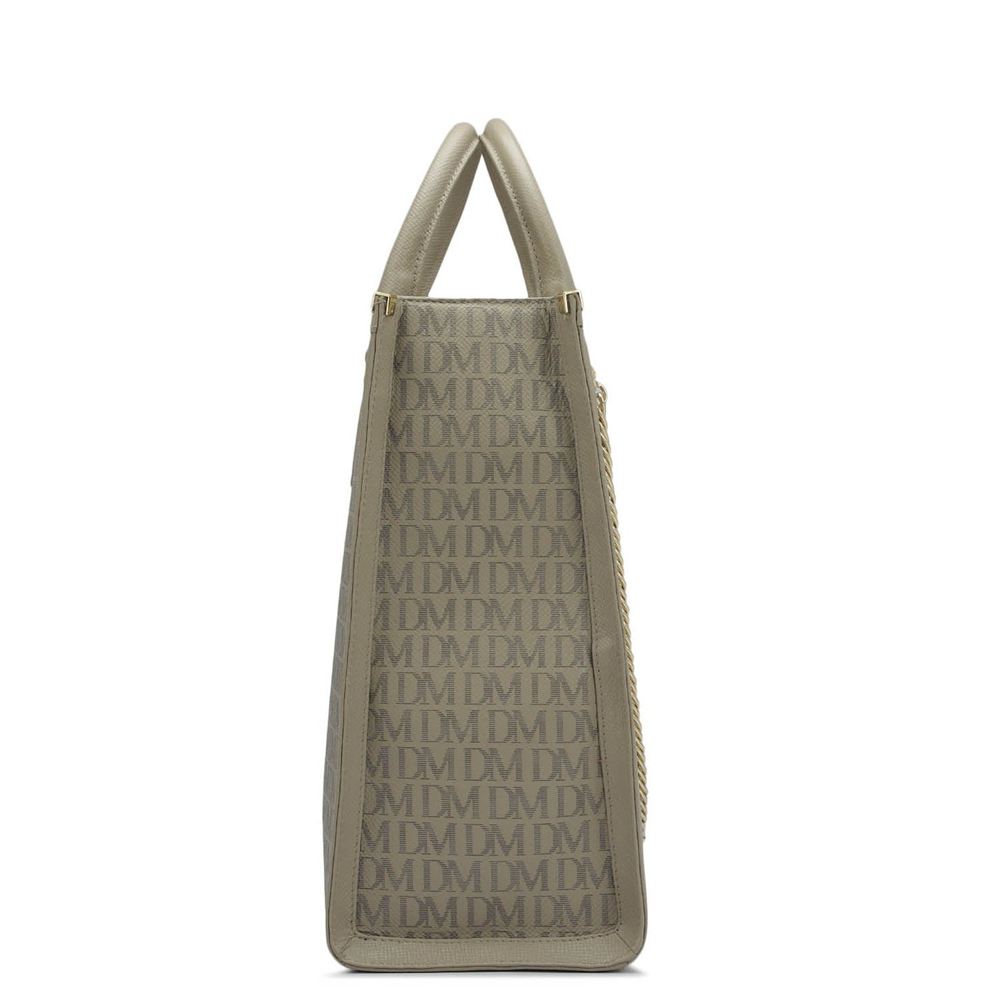 Large Monogram Leather Book Tote - Chalk