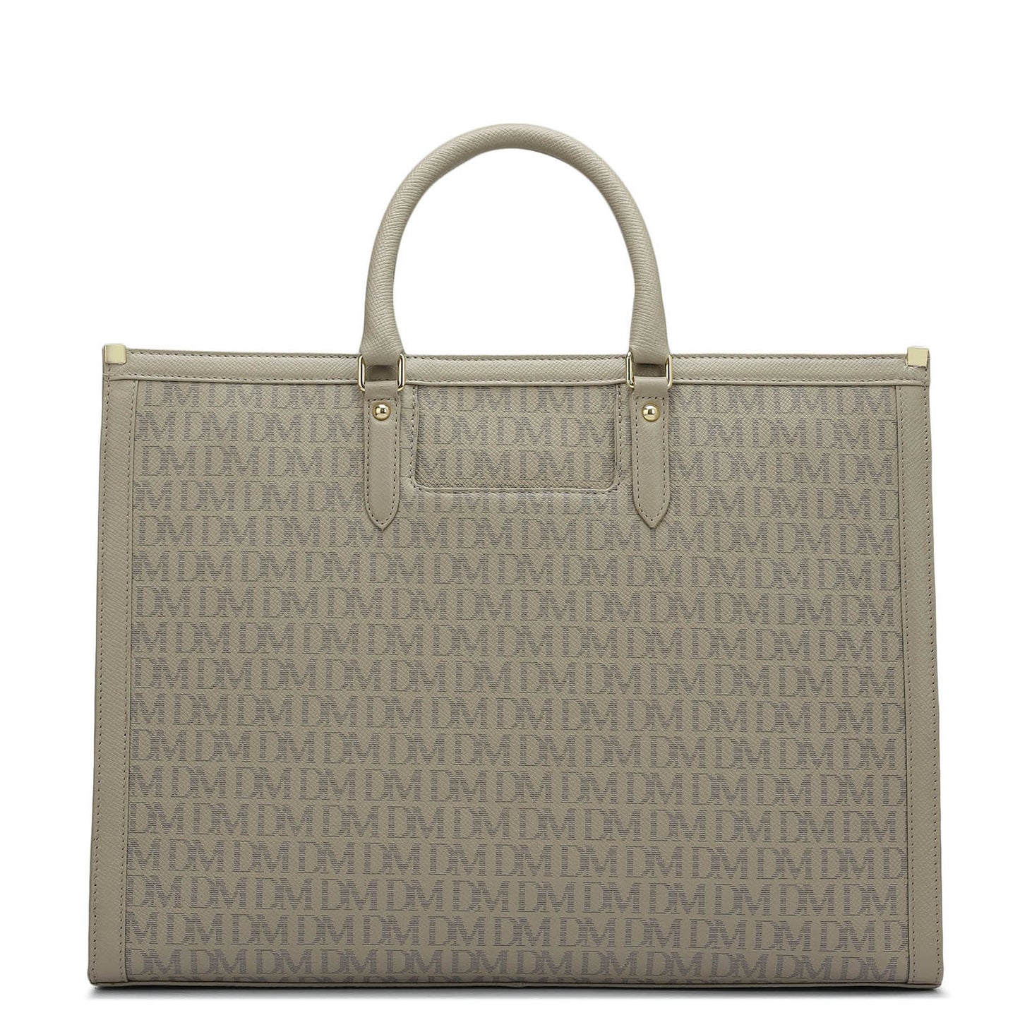 Large Monogram Leather Book Tote - Chalk