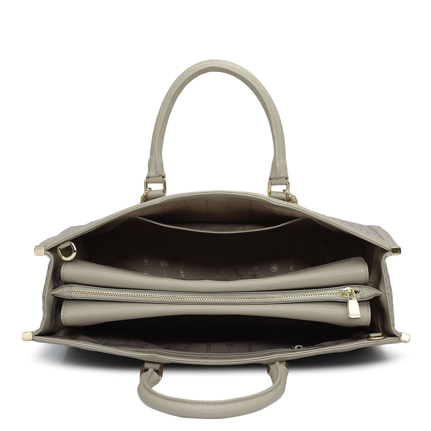 Large Monogram Leather Book Tote - Chalk