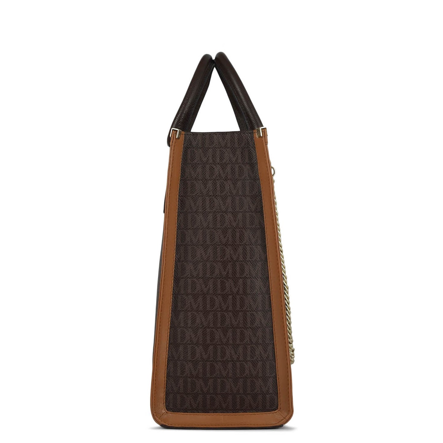 Large Monogram Leather Book Tote - Chocolate