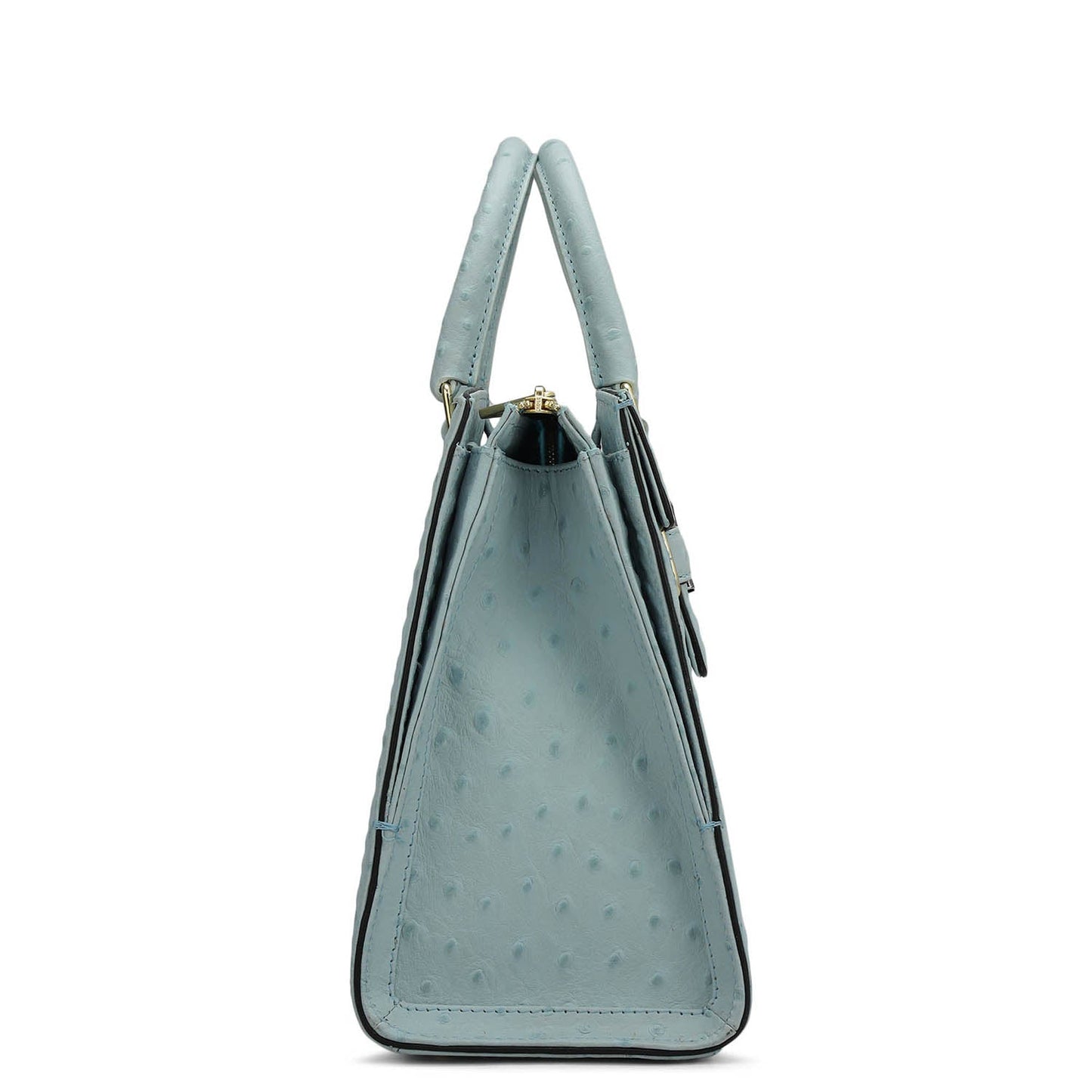 Medium Ostrich Leather Satchel - Ice Blue