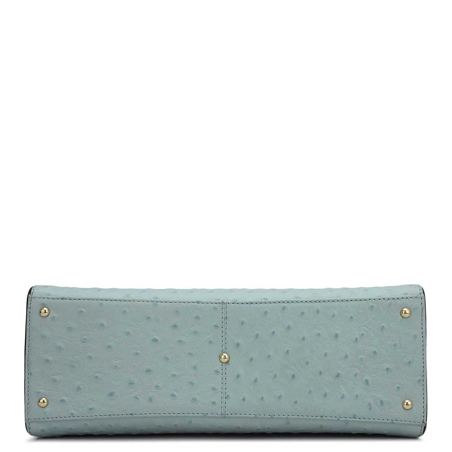 Medium Ostrich Leather Satchel - Ice Blue