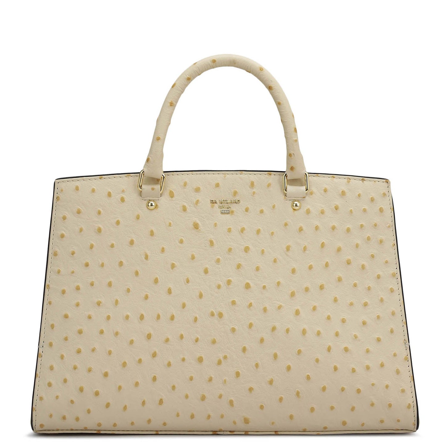 Medium Ostrich Leather Satchel - Vanilla