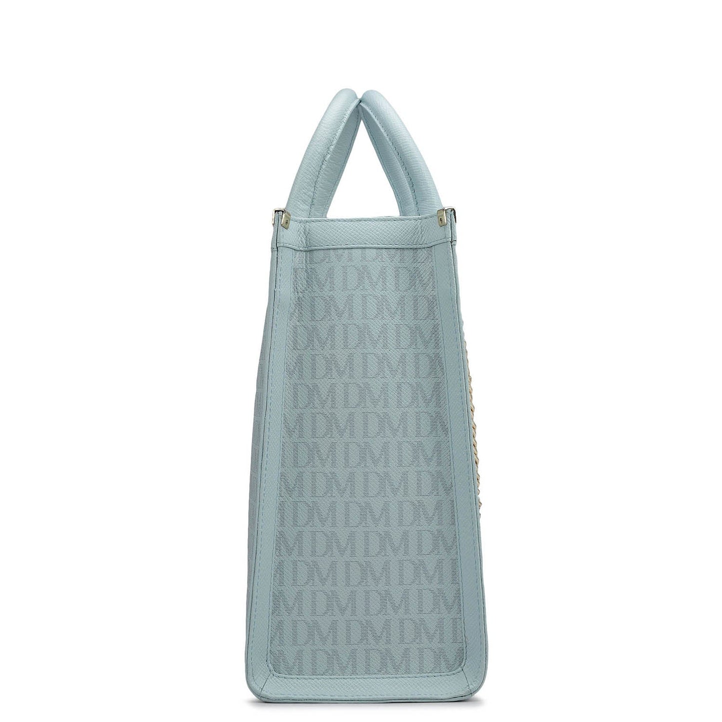 Large Monogram Leather Book Tote - Cloud Blue