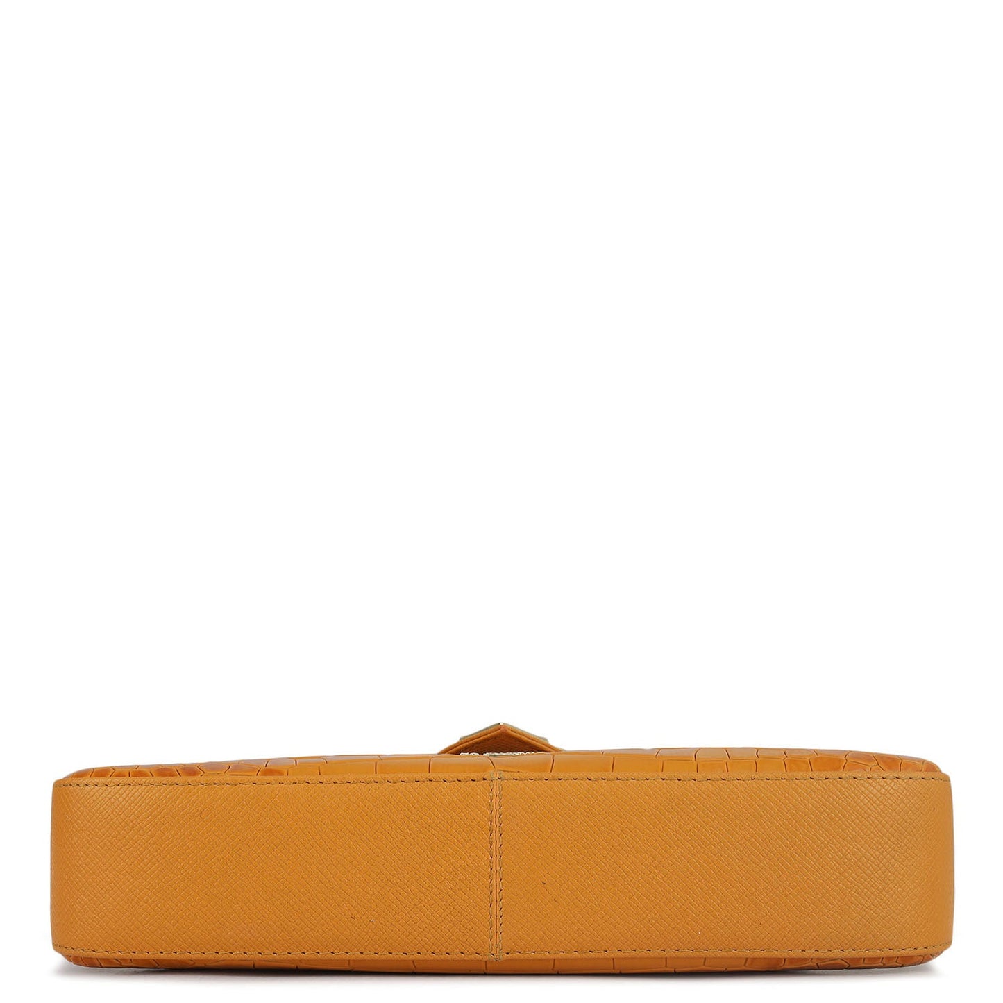 Small Croco Leather Baguette - Flame