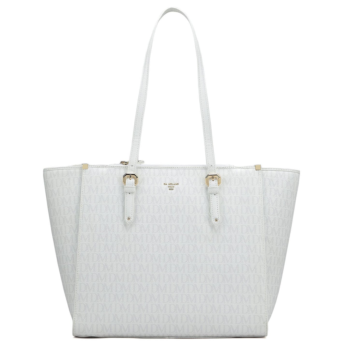 Medium Monogram Leather Tote - White