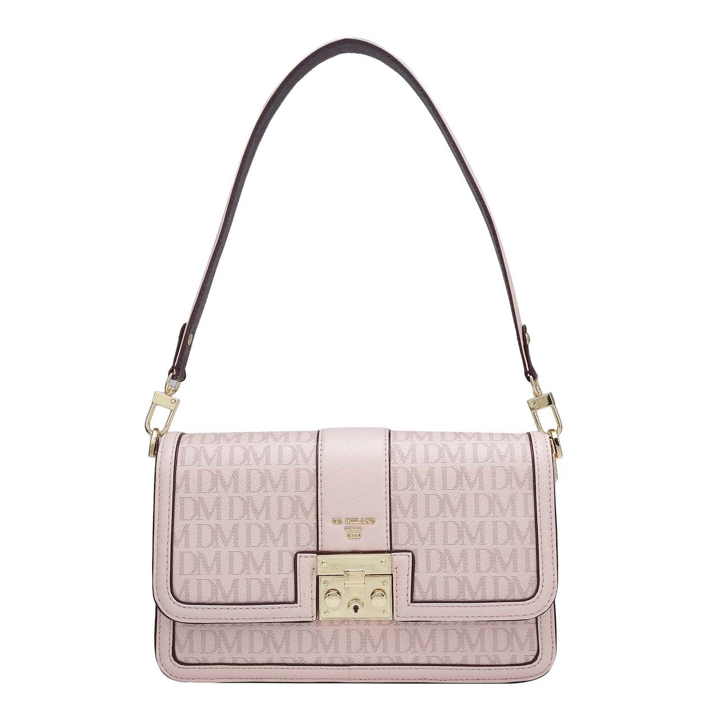 Small Monogram Franzy Leather Baguette - Blush