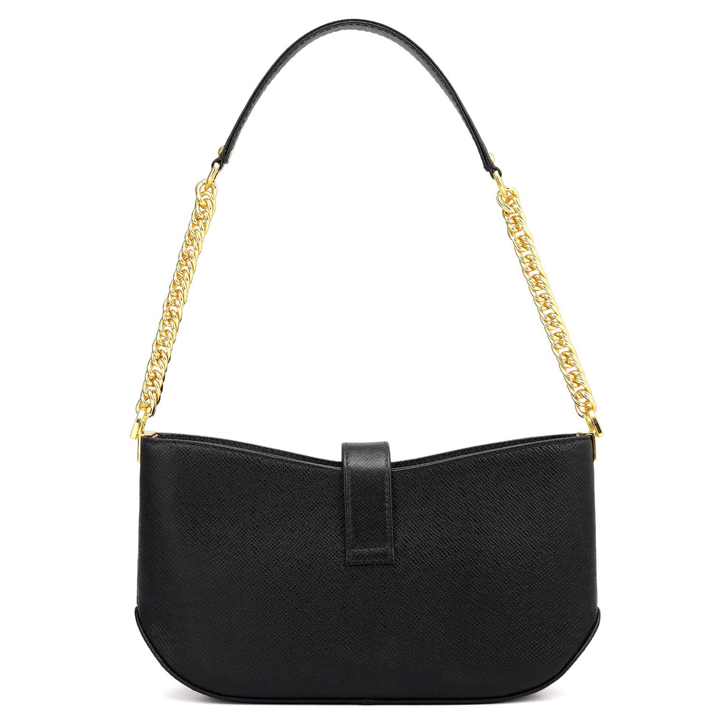 Small Franzy Leather Baguette - Black