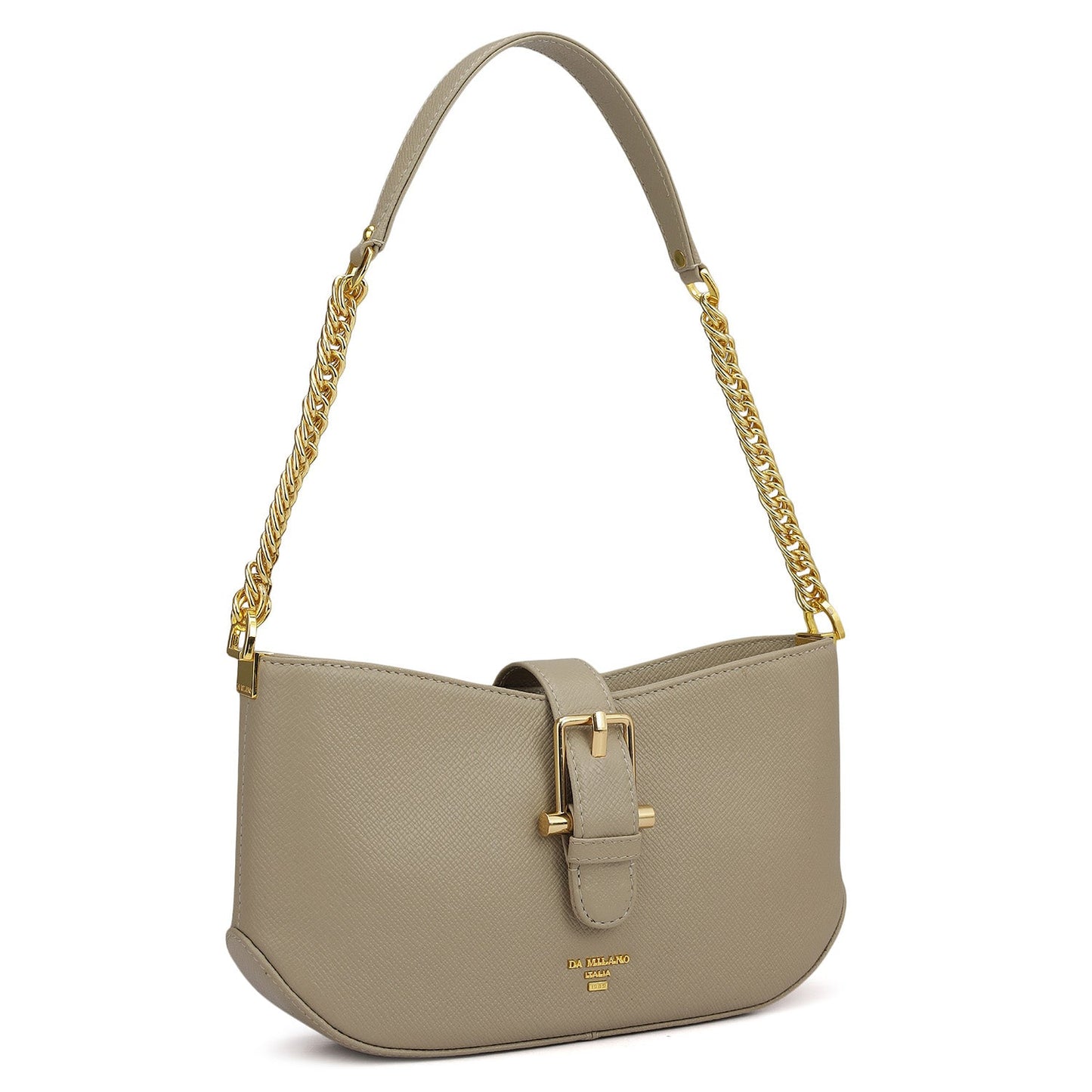 Small Franzy Leather Baguette - Chalk