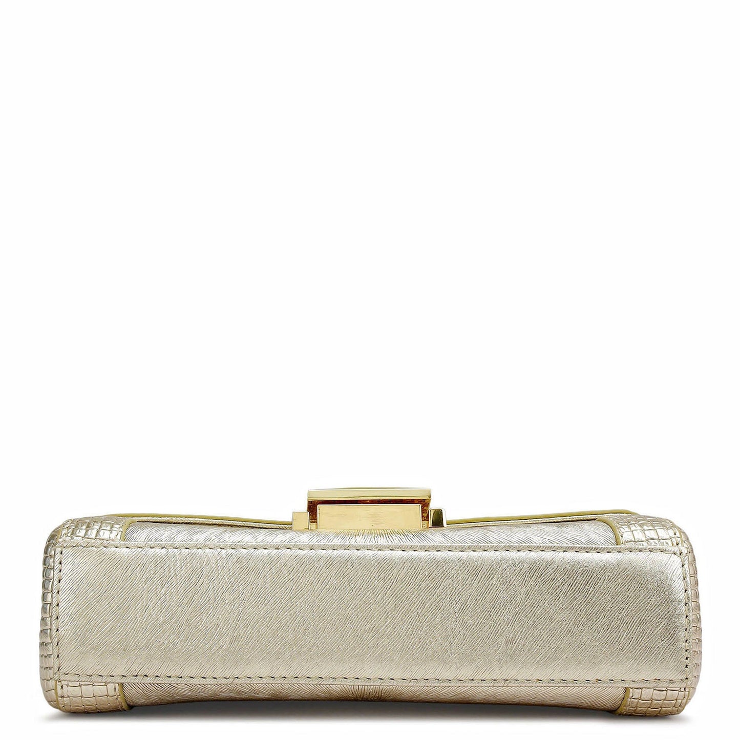 Small Metallic Leather Satchel - Gold