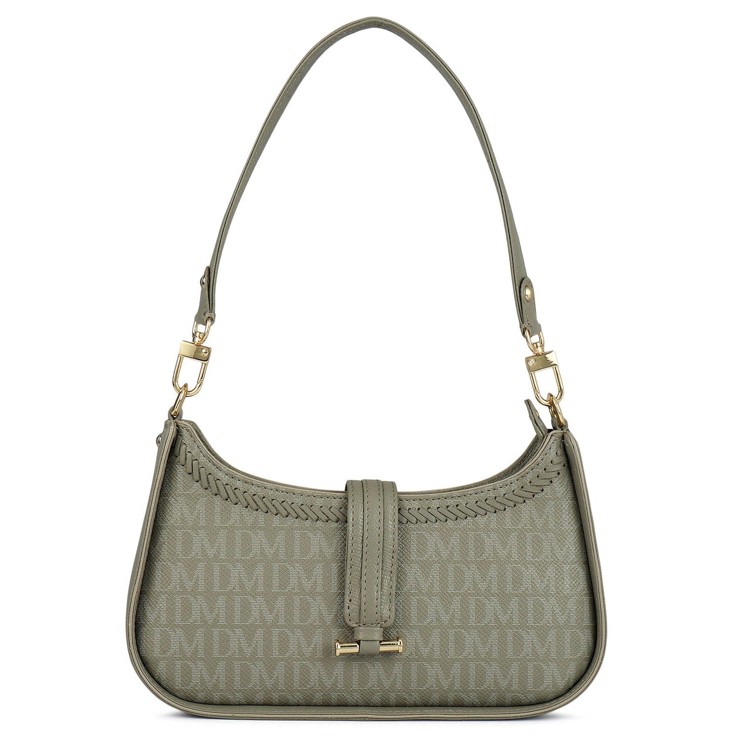 Monogram Franzy Leather Baguette - Stone Grey