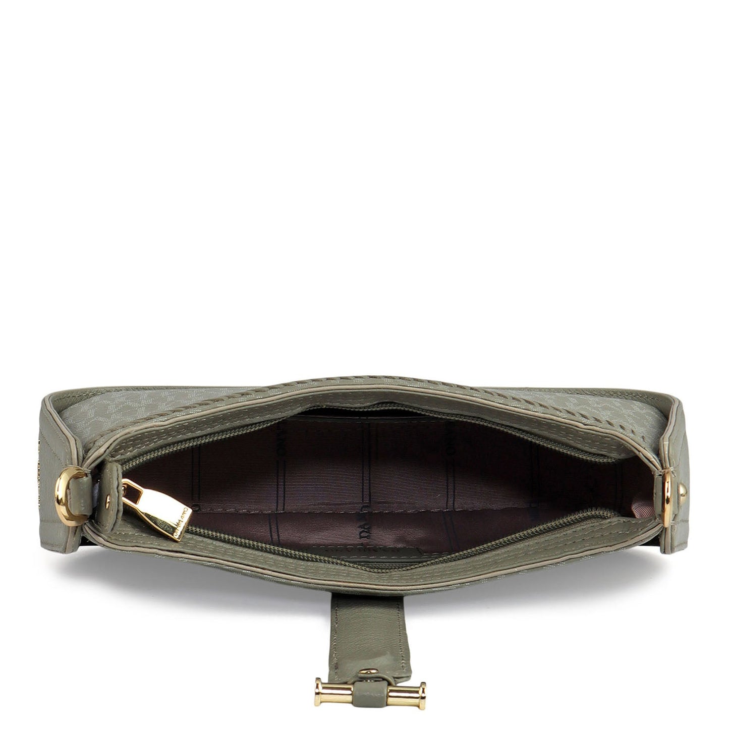 Monogram Franzy Leather Baguette - Stone Grey