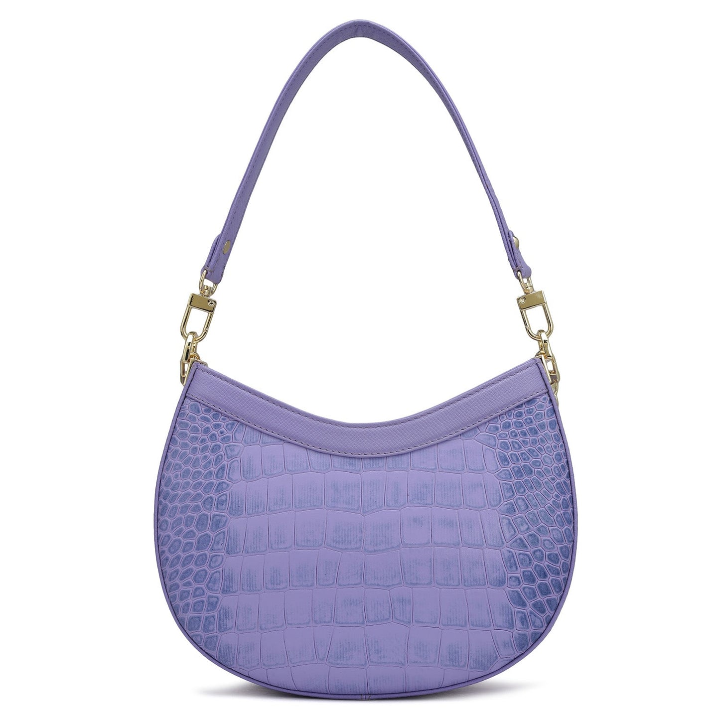 Small Croco Leather Baguette - Purple Haze