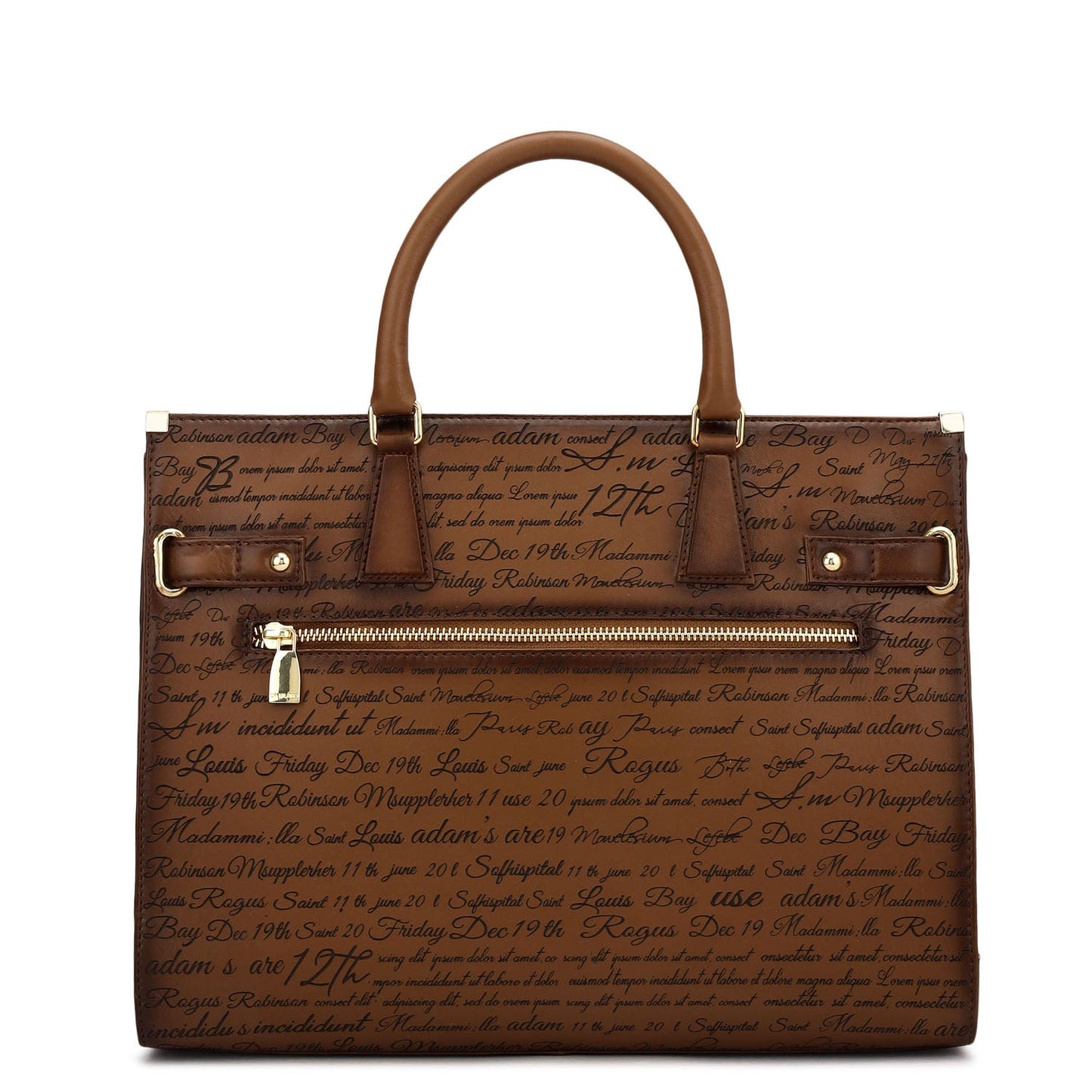 Medium Signato Leather Satchel - Cognac