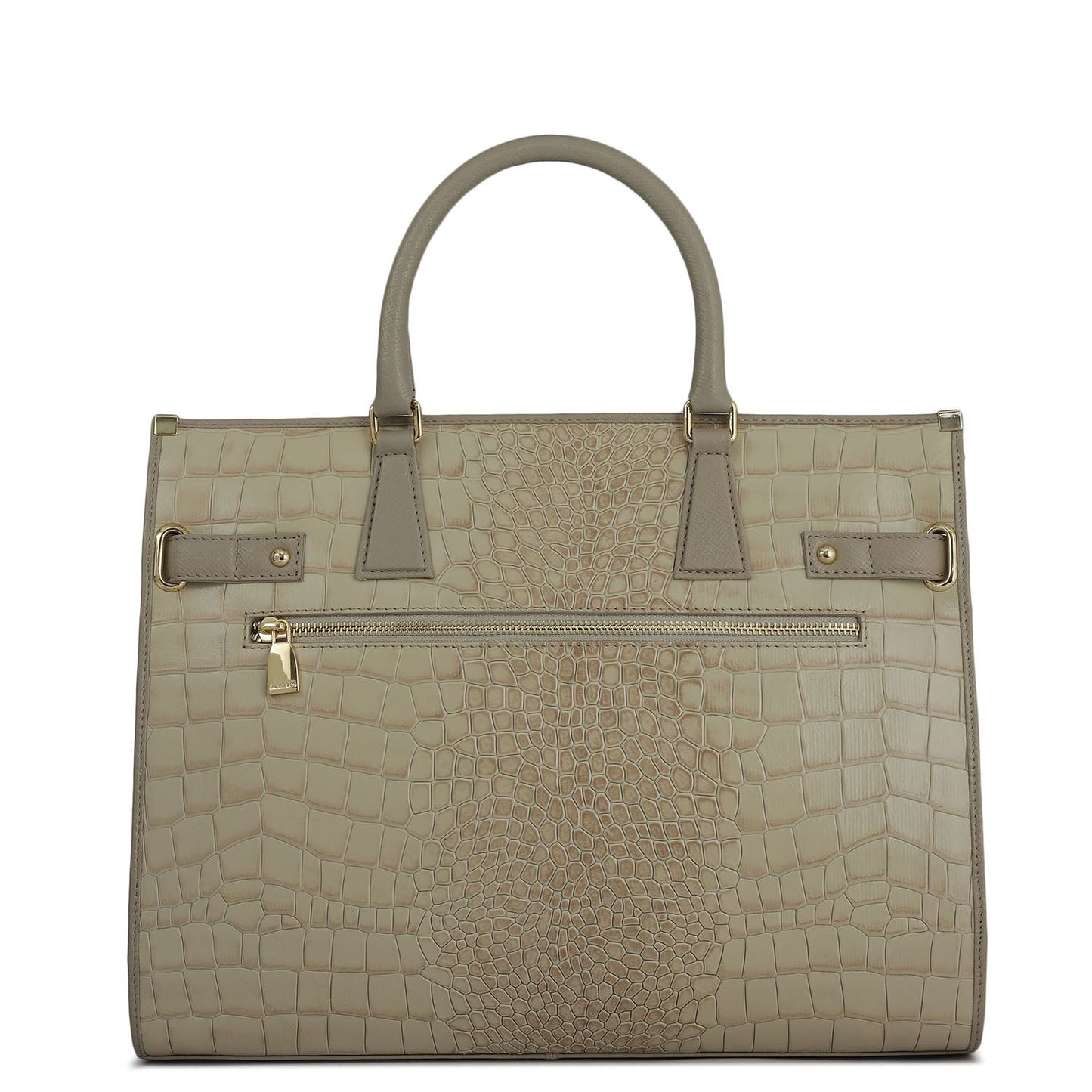 Large Croco Franzy Leather Satchel - Frost