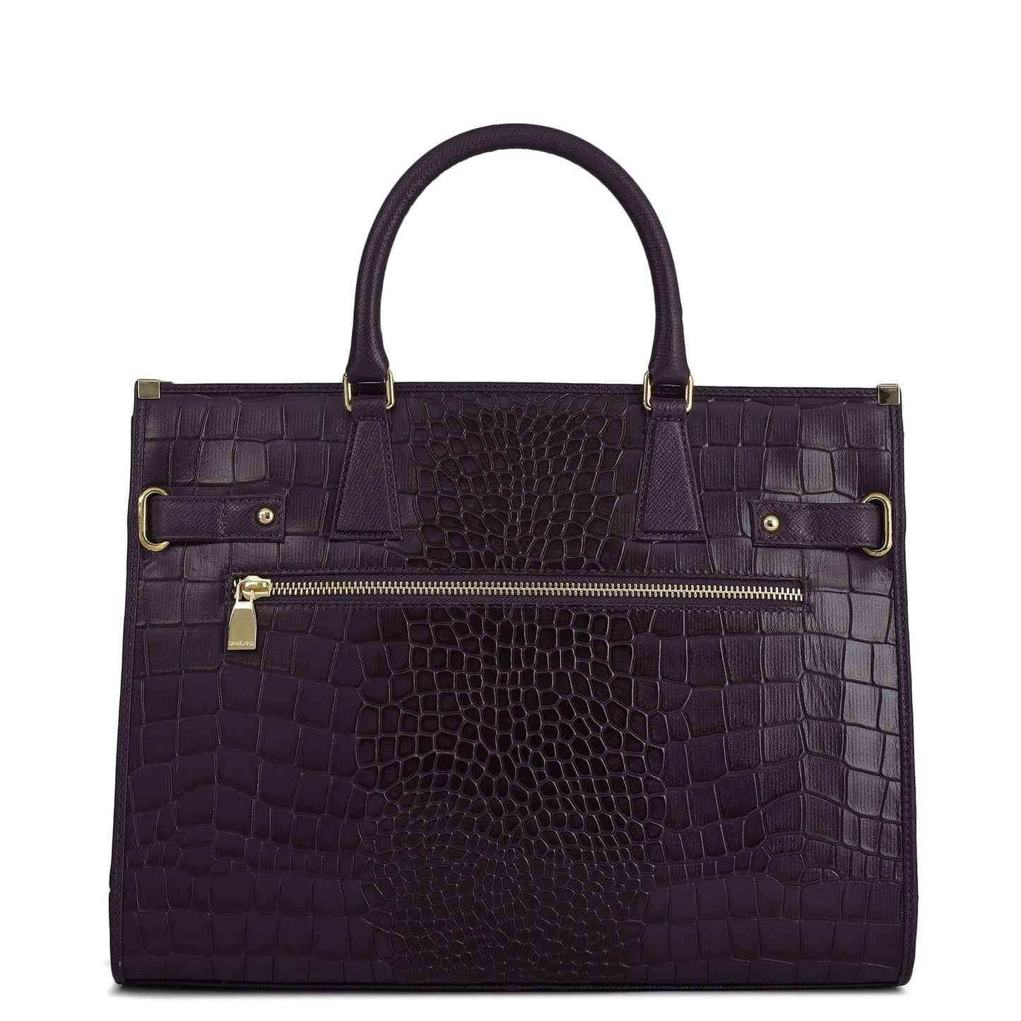Large Croco Franzy Leather Satchel - Grapevine
