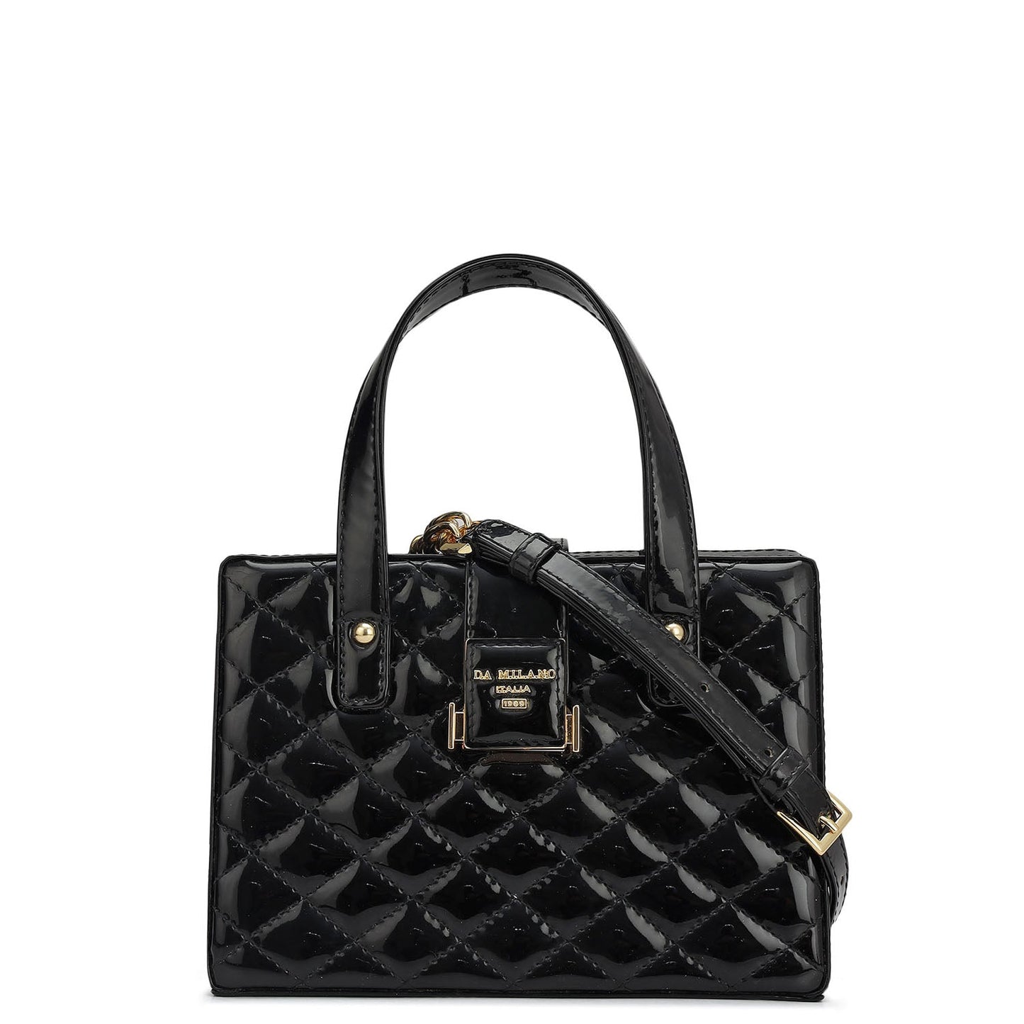 Small Patent Leather Satchel-Black