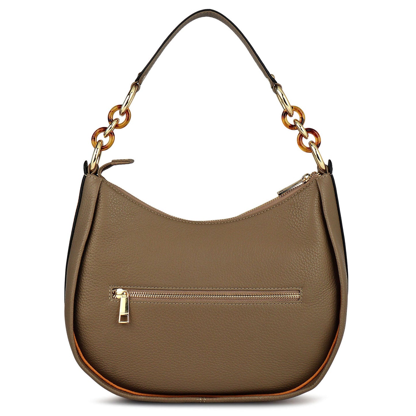Medium Wax Leather Hobo - Greyish Taupe