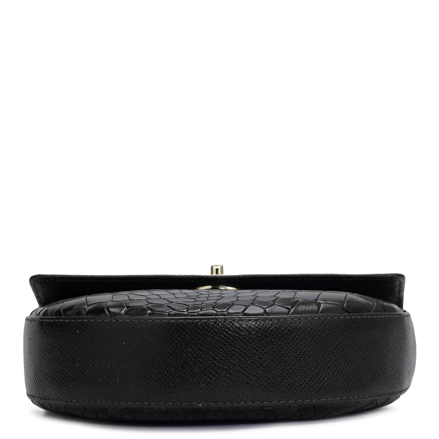 Small Croco Leather Satchel - Black