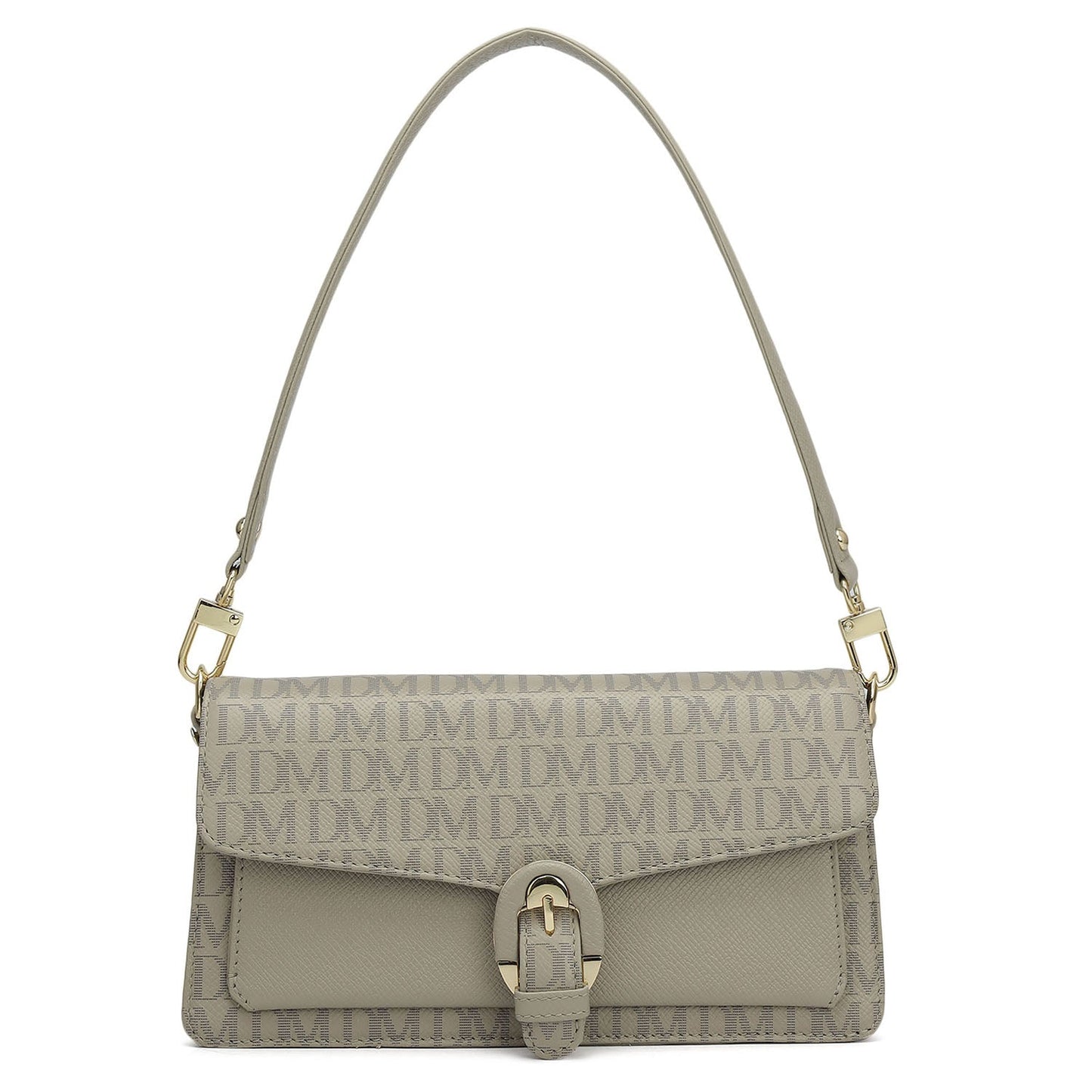 Small Monogram Franzy Leather Baguette - Chalk