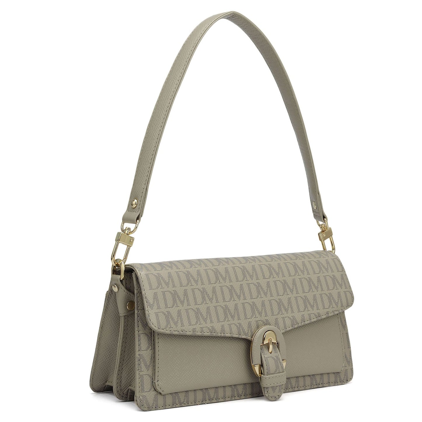 Small Monogram Franzy Leather Baguette - Chalk
